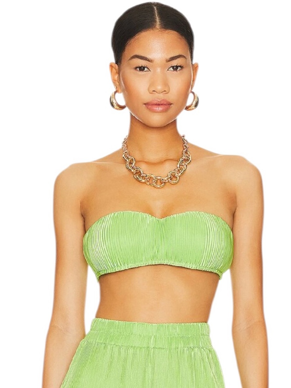 superdown “Alana” Pleated Lime Green Crop Top NWT (L)
